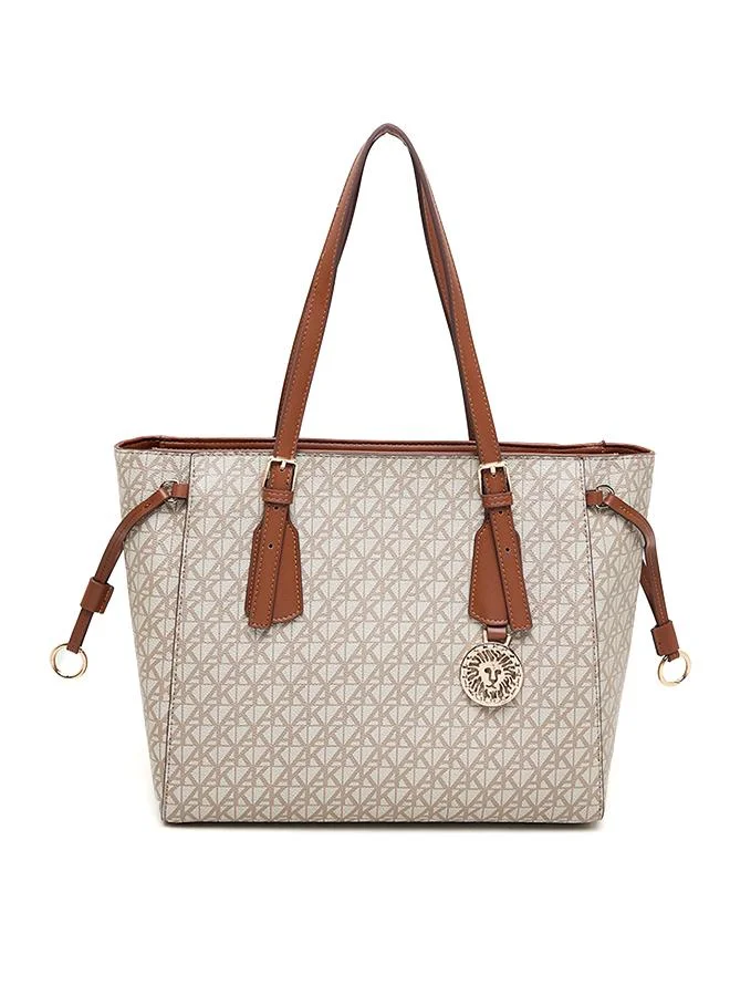 Monogram Patterned PU Tote Bag