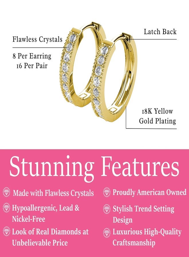 Cate & Chloe Lydia 18k Yellow Gold 16mm Hoop Earrings with Round Cut Simulated Diamond Crystals, Elegant Jewelry for Women, Gift for Her - Image 2