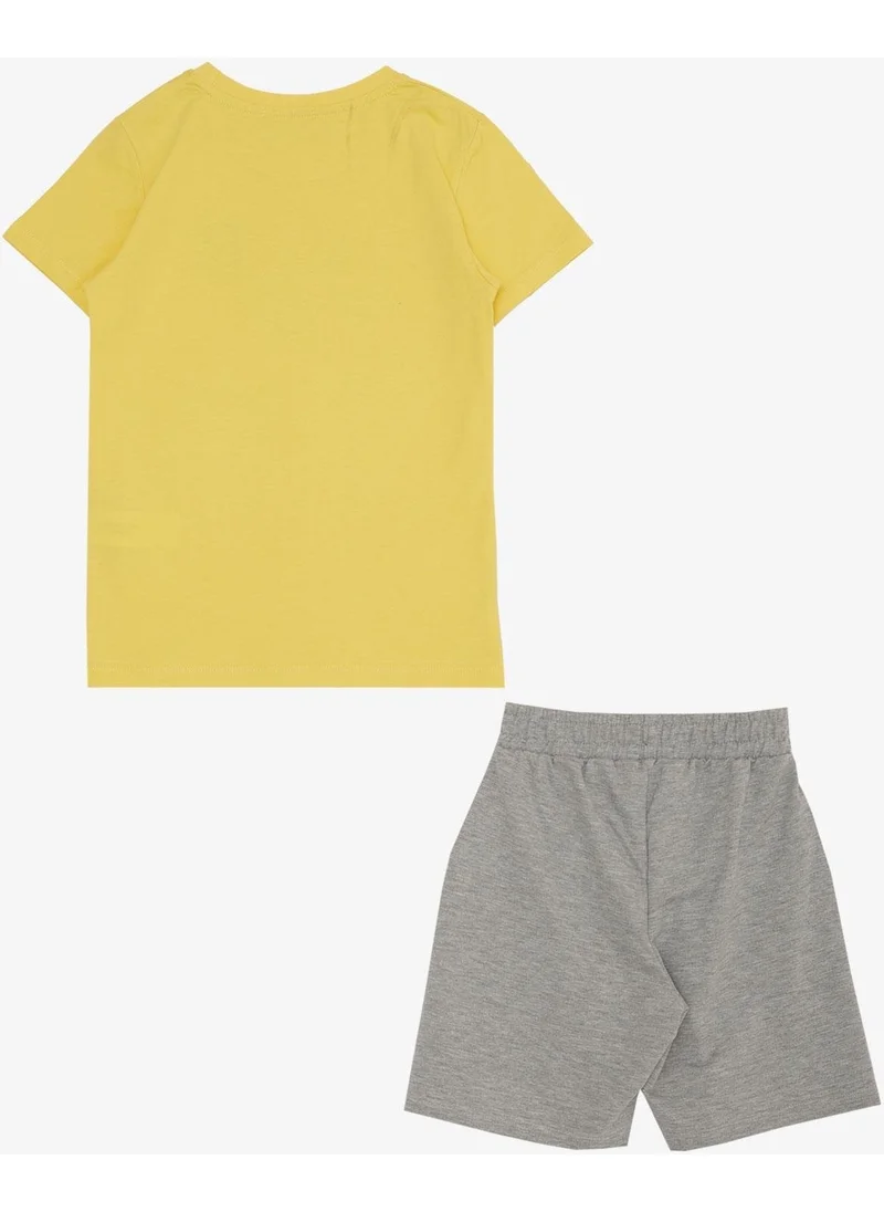 بريز Boy Shorts Set with Text Printed Pockets, Age 8-14, Yellow