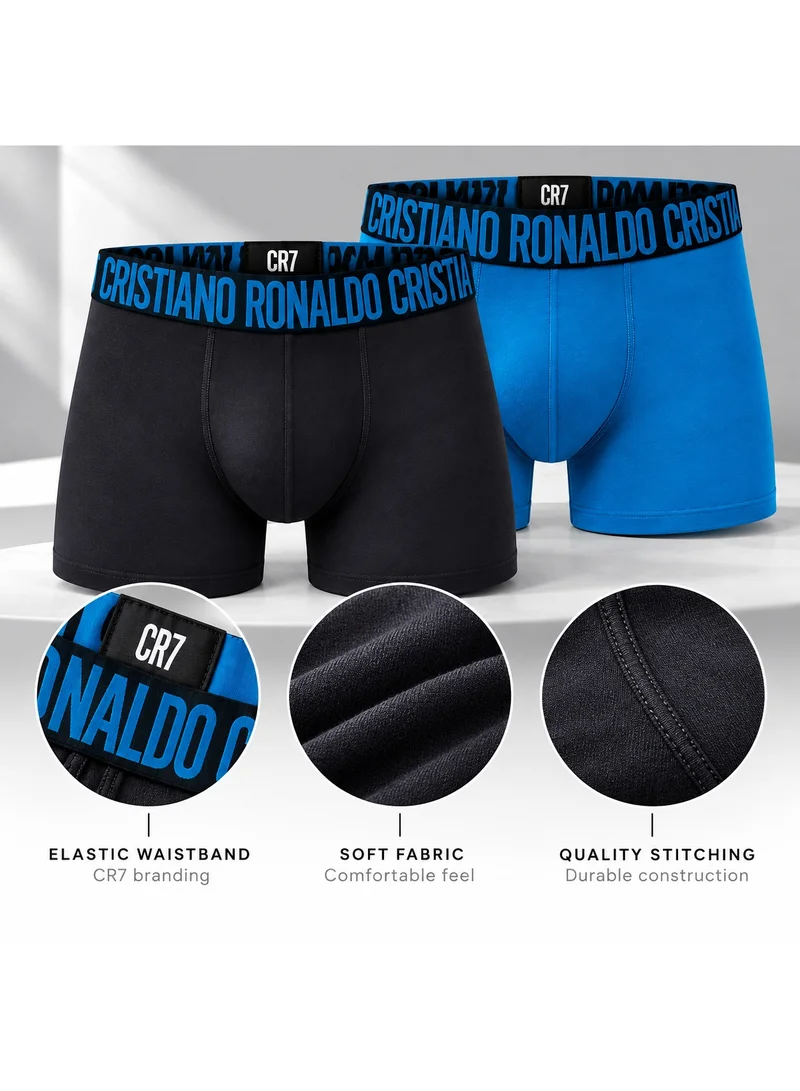 Cr7  CR7 Cristiano Ronaldo Men's Boxer Briefs, Pack of 2 - Black, Blue for Men | Best Price UAE