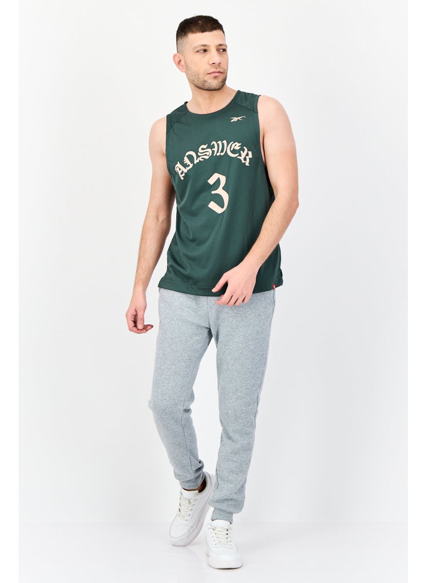 Reebok Men Sportswear Fit Sleeveless Basketball Jersey, Teal Green  - Image 4
