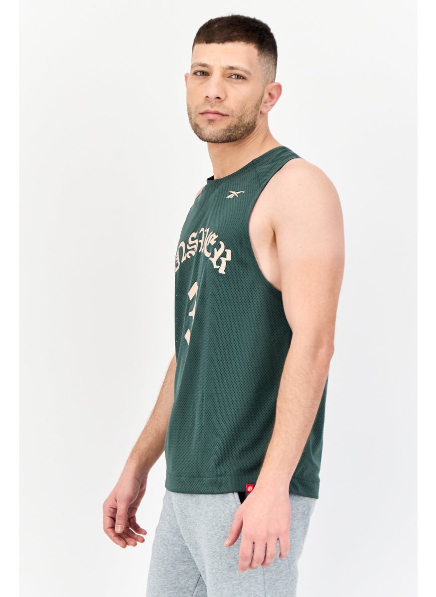 Reebok Men Sportswear Fit Sleeveless Basketball Jersey, Teal Green  - Image 2