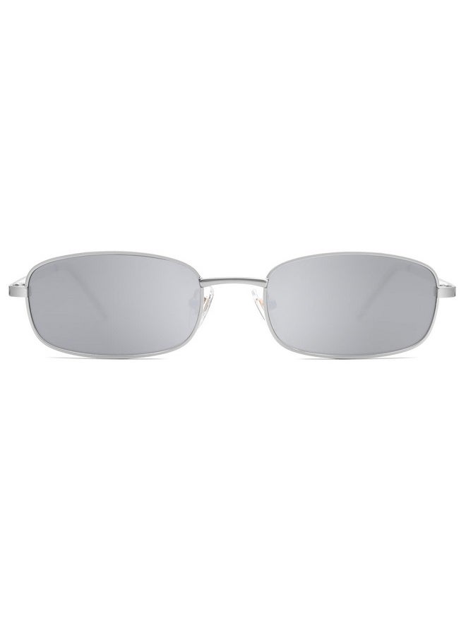 Sojos Small Y2K Narrow Rectangle Sunglasses Womens Mens Retro 80S 90S Skinny Sunnies Sj1187, Silver/Silver  - Image 1
