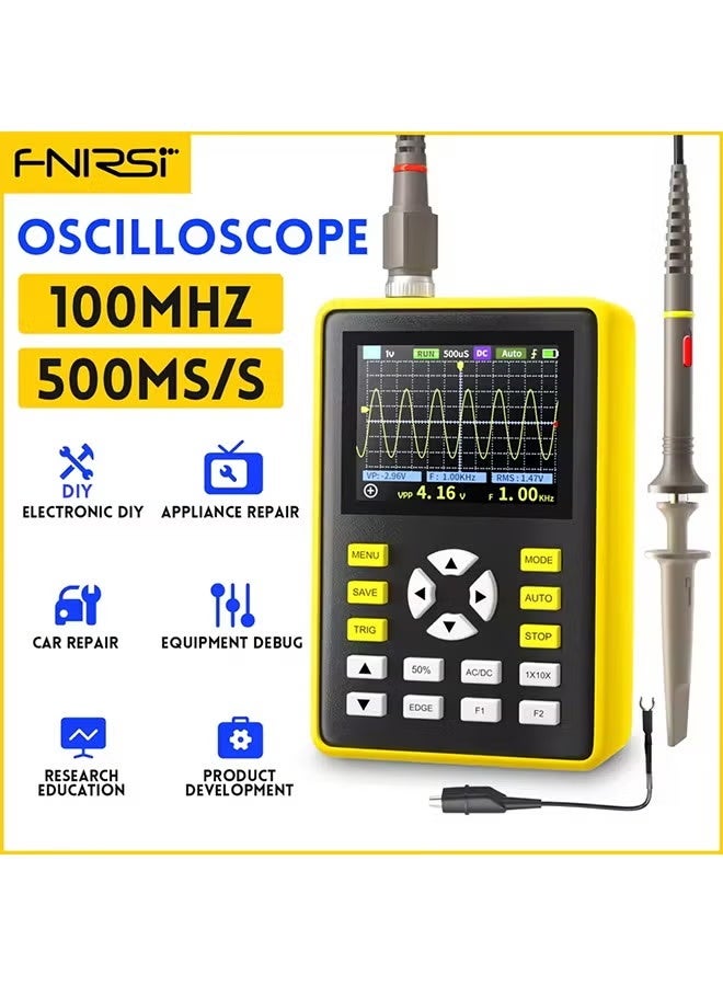 فنيرسي جهاز قياس الذبذبات الرقمي المحمول FNIRSI-5012H، معدل أخذ العينات 500 مللي ثانية/ثانية، عرض النطاق الترددي التناظري 100 ميجاهرتز، يدعم تخزين الأشكال الموجية 2.4 بوصة - Image 1