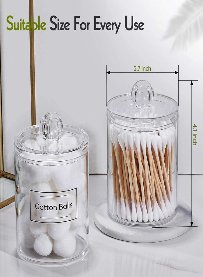 BELLSBERRY 2-Piece Clear Plastic Qtip Holder Dispenser For Cotton Ball Cotton Swab Cotton Round Pads With Lids - Image 2