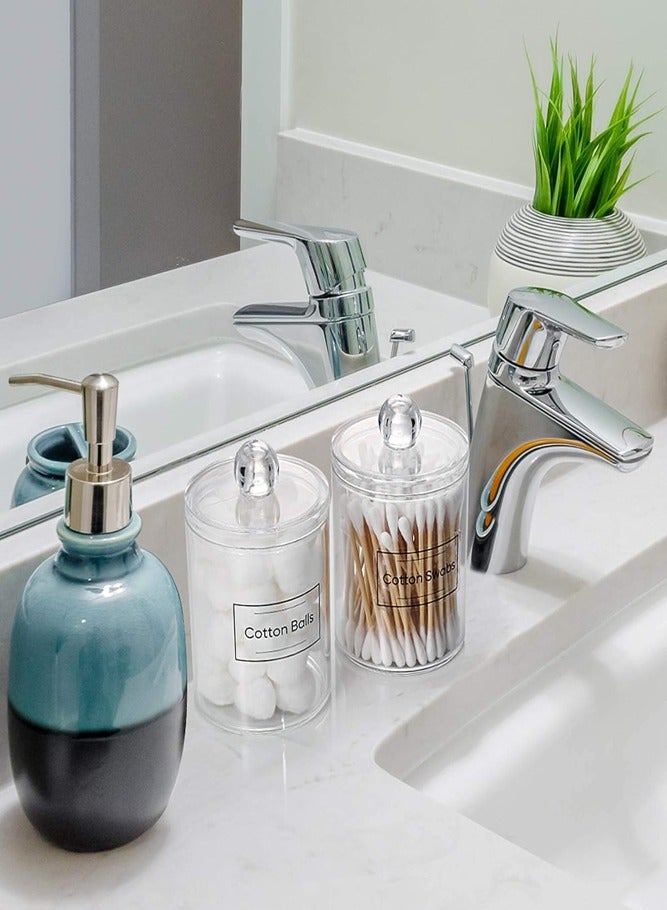 BELLSBERRY 2-Piece Clear Plastic Qtip Holder Dispenser For Cotton Ball Cotton Swab Cotton Round Pads With Lids - Image 4