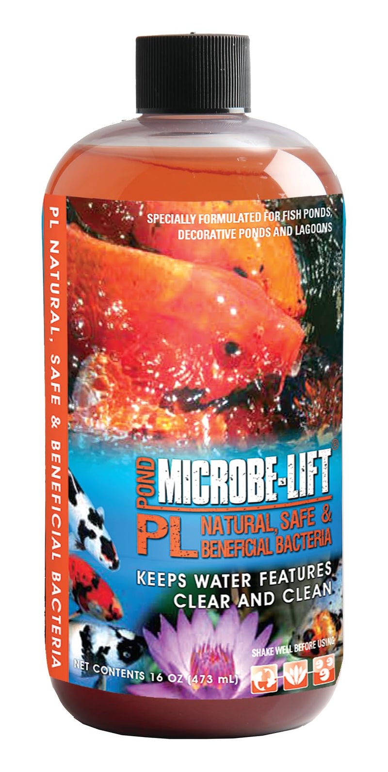 Microbe Lift MICROBE-LIFT PL Pond Bacteria and Outdoor Water Garden Cleaner, Safe for Live Koi Fish, Plant Life, and Decor, 16 Ounces - Image 1