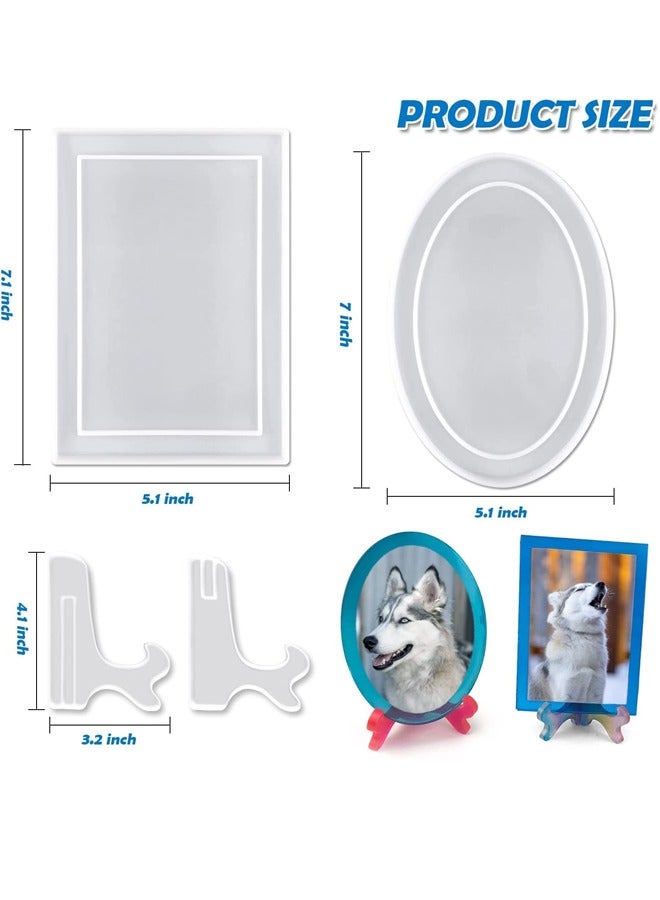 Resin Mold for Photo Frame, Picture Frame Molds with Stand Holder, Rectangle u0026 Oval Epoxy Molds for Resin Casting, DIY Personalized Photo Frame for Handmade Gifts Home Table Decor - Image 5