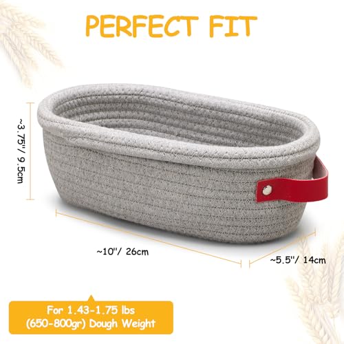 Dimpola Banneton Bread Proofing Basket - Cotton Oval Banneton Basket Set of 2 Sourdough Proofing Baskets Round Proofing Bowls Handmade Rattan Baskets and Liners - Image 5