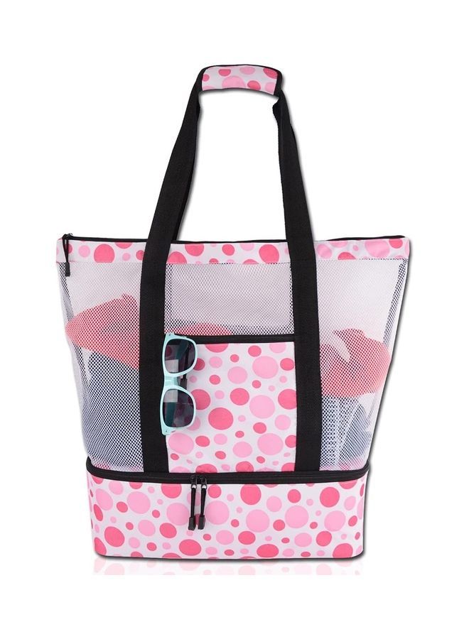 NIBEMINENT Mesh Beach and Picnic Tote Bag with Insulated Compartment