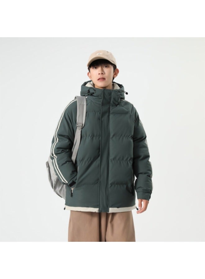 Men's Winter Large Size Hooded Striped Loose Thickened Cotton Jacket Warm Casual Cotton Coat Outerwear Manufacturer