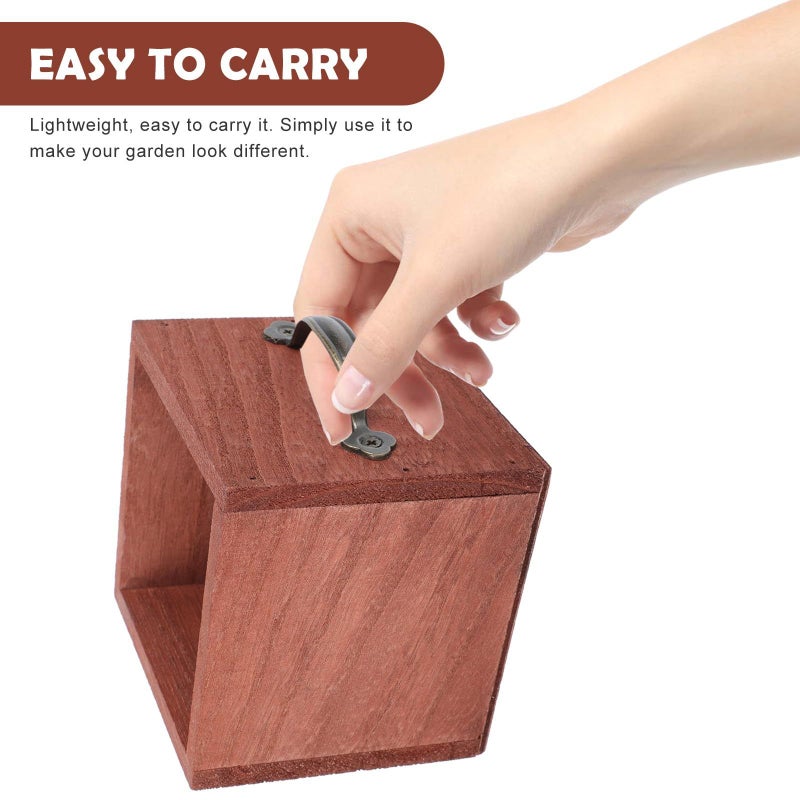 Wooden Flower Pot Plant Container 2pcs Set Brown Rectangular Planters For Home Flower Arrangement And Garden Decoration - Image 5