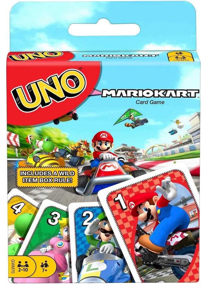 Mattel Games Uno Mario Kart Card Game For Kids, Adults, Family & Game Night With Special Rule For 2 To 10 Players  - Image 1
