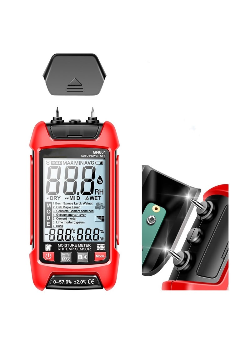 Barakah Wood Moisture Meter,GN601 Portable Pin-Type Detector, Water Leak Detector for Lumber Concrete Building,Wall Moisture Sensor Digital Humidity Tester for Firewood Lumber, Bricks, Floors - Image 1