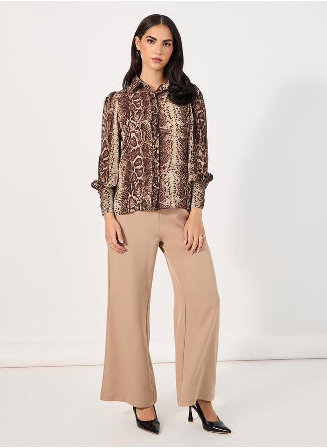 Styli - Leopard Print Balloon Sleeves Shirt - Image 1