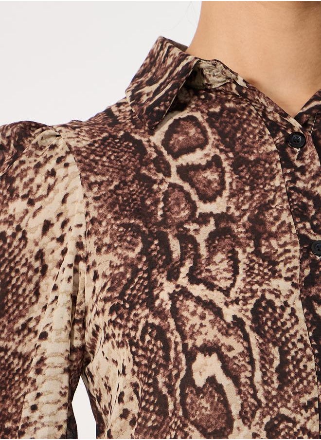 Styli - Leopard Print Balloon Sleeves Shirt - Image 1