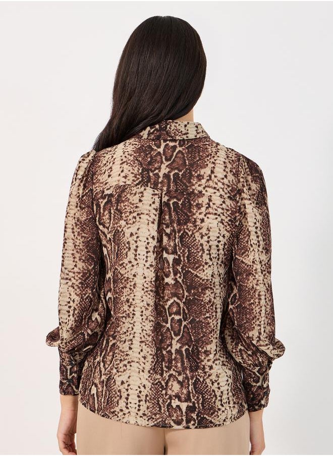 Styli - Leopard Print Balloon Sleeves Shirt - Image 1