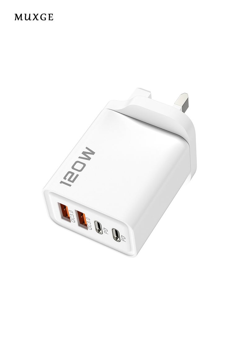 MUXGE 120W Charger with 2 USB + 2 Type-C Ports, Travel & Home Charging Adapter - Image 1