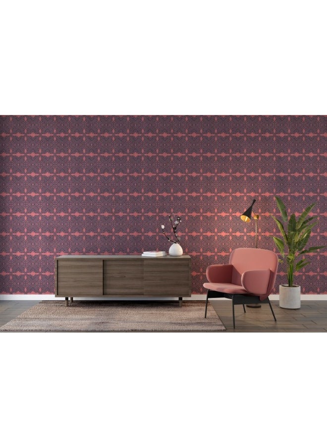 Home Gallery - Geometric In Pink Fabric Wallpaper Covers An Area ​​Up To 4.2Mx3M With Adhesive  And Smoothing Tool - Image 1
