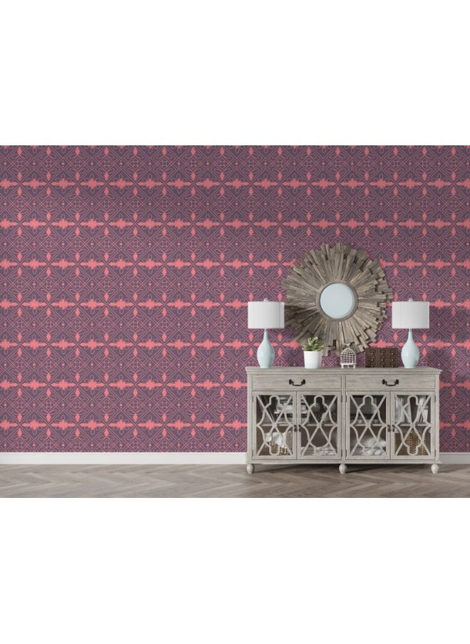 Home Gallery - Geometric In Pink Fabric Wallpaper Covers An Area ​​Up To 4.2Mx3M With Adhesive  And Smoothing Tool - Image 1