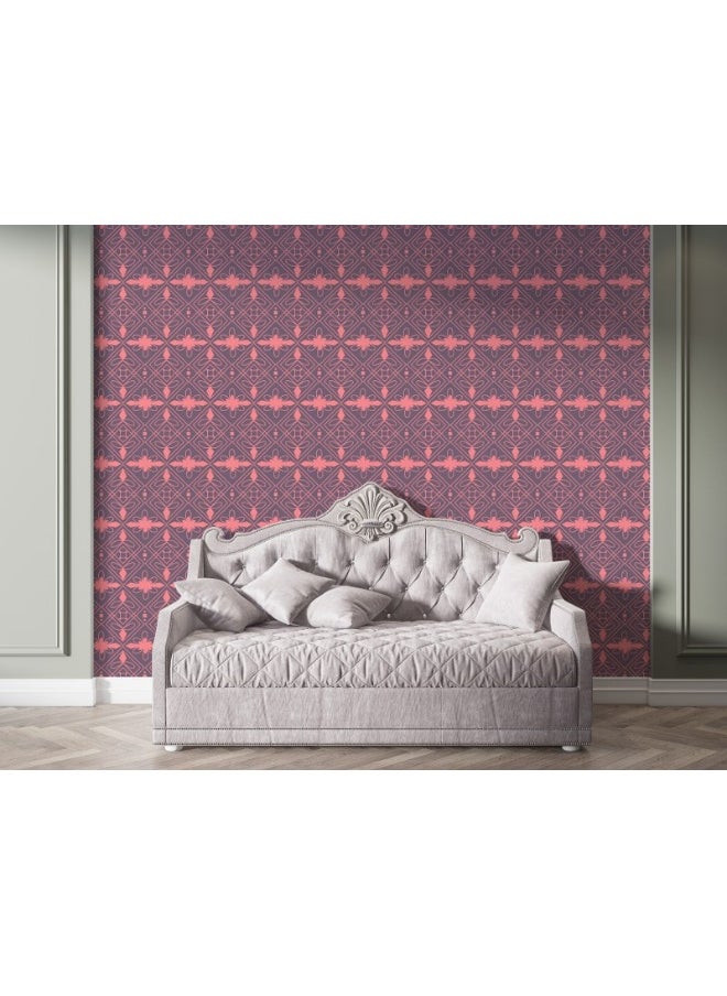 Home Gallery - Geometric In Pink Fabric Wallpaper Covers An Area ​​Up To 4.2Mx3M With Adhesive  And Smoothing Tool - Image 1