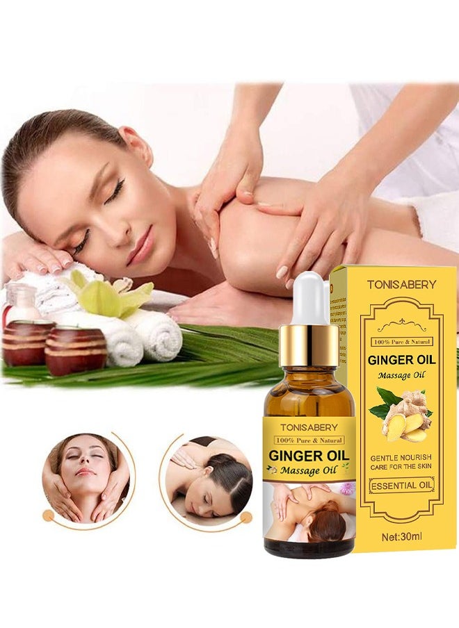 TONISABERY - Ginger Massage Essential Oil For Lymphatic Drainage, Natural Drainage Ginger Oil, SPA Massage Oils, Repelling Cold And Relaxing Massage Oil, Pure Natural Ginger Massage Oil For Lymphatic Drainage - Image 1