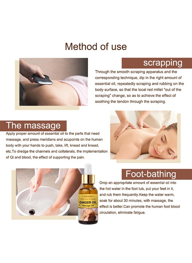 TONISABERY - Ginger Massage Essential Oil For Lymphatic Drainage, Natural Drainage Ginger Oil, SPA Massage Oils, Repelling Cold And Relaxing Massage Oil, Pure Natural Ginger Massage Oil For Lymphatic Drainage - Image 1