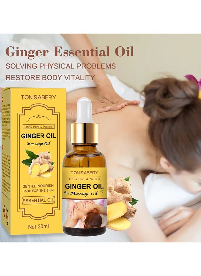 TONISABERY - Ginger Massage Essential Oil For Lymphatic Drainage, Natural Drainage Ginger Oil, SPA Massage Oils, Repelling Cold And Relaxing Massage Oil, Pure Natural Ginger Massage Oil For Lymphatic Drainage - Image 1