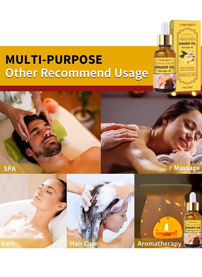 TONISABERY - Ginger Massage Essential Oil For Lymphatic Drainage, Natural Drainage Ginger Oil, SPA Massage Oils, Repelling Cold And Relaxing Massage Oil, Pure Natural Ginger Massage Oil For Lymphatic Drainage - Image 1