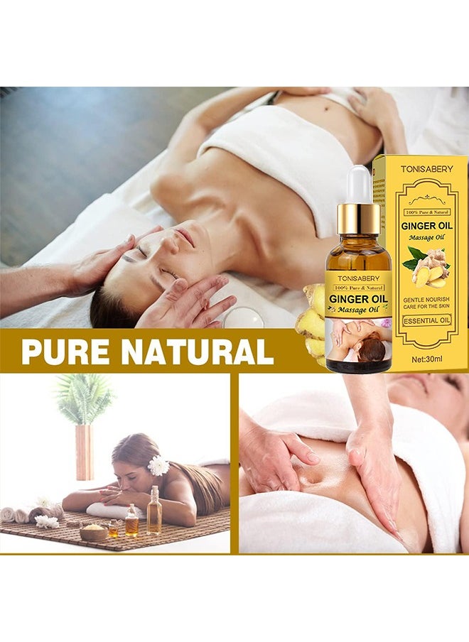 TONISABERY - Ginger Massage Essential Oil For Lymphatic Drainage, Natural Drainage Ginger Oil, SPA Massage Oils, Repelling Cold And Relaxing Massage Oil, Pure Natural Ginger Massage Oil For Lymphatic Drainage - Image 1