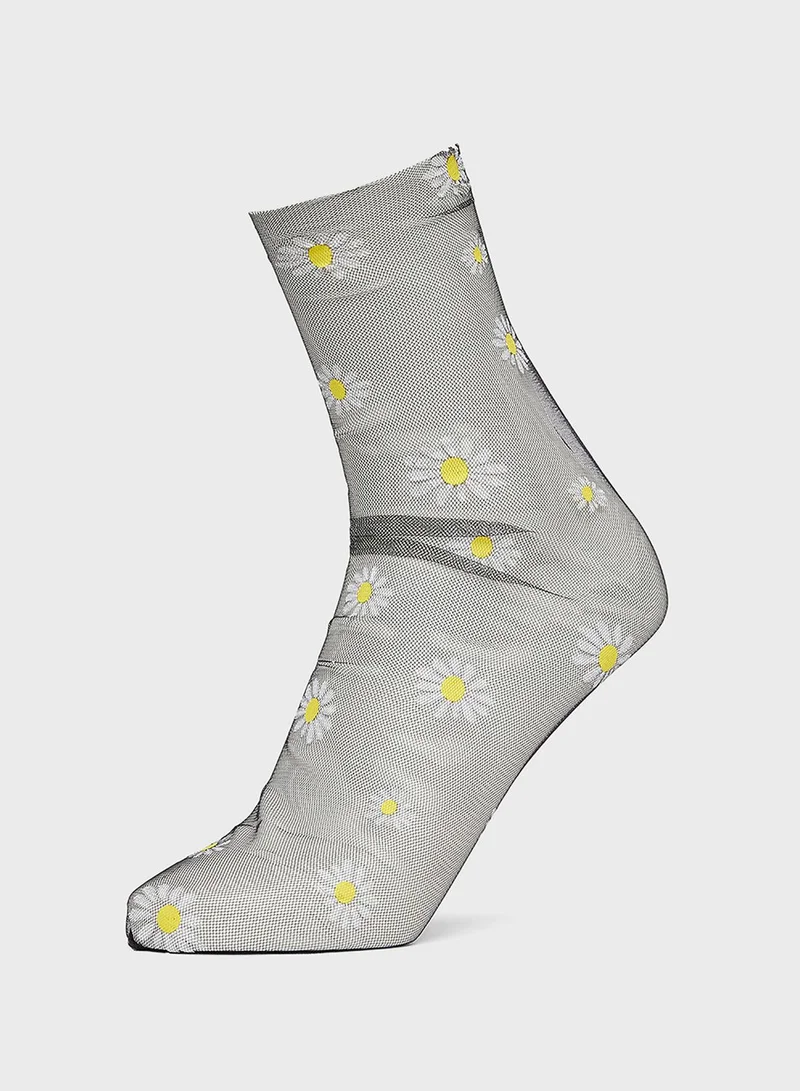 Styli Mesh Detail Crew Socks