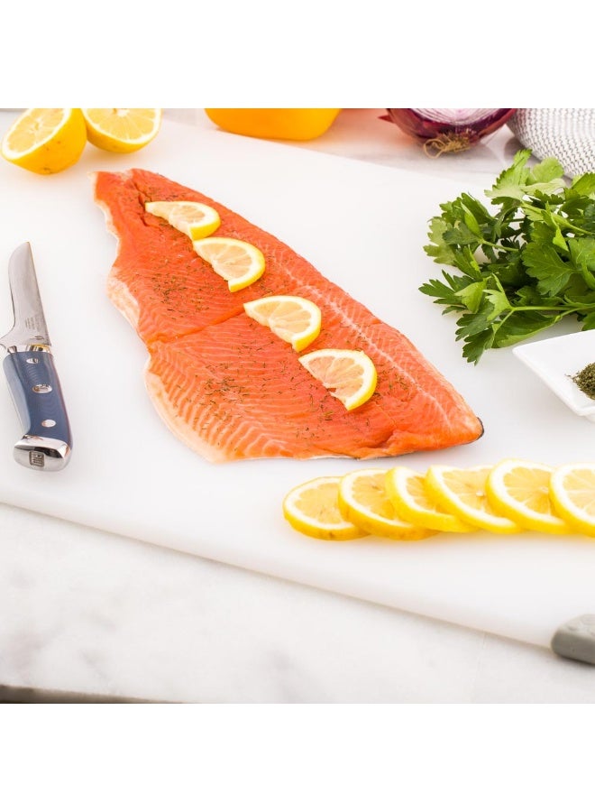 Restaurantware 18" x 24" White Durable Plastic Cutting Board - Rubber Corner Grips Prevent Slipping - Color-Coded for HACCP-Compliant - Measurement Markers for Precise Cutting - Dishwashable - 1-CT - Image 3