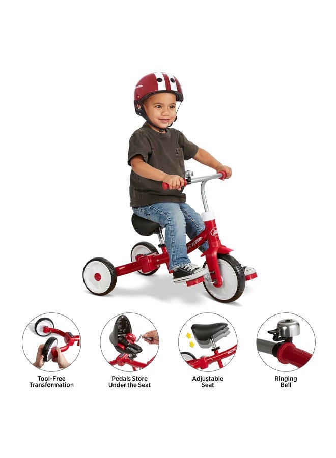 Radio Flyer Triple Play Trike, Toddler Tricycle, Balance Bike and Ride-On, Ages 1-3, Large, Red - Image 2