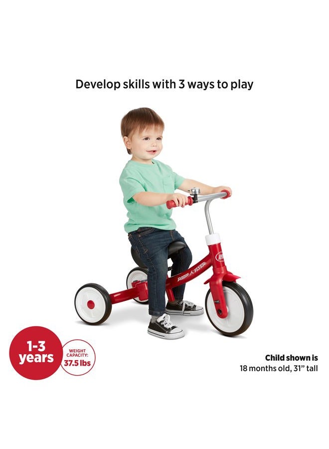 Radio Flyer Triple Play Trike, Toddler Tricycle, Balance Bike and Ride-On, Ages 1-3, Large, Red - Image 4