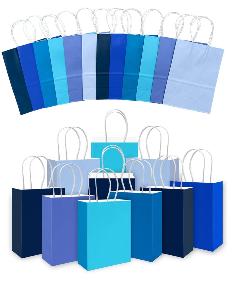 qiqee 30PCS Medium Gift Bag with Handles Bulk 11"x5"x8" Gift Bags 6 Different Blue Color Bags Multiple Uses (Medium Size) - Image 2