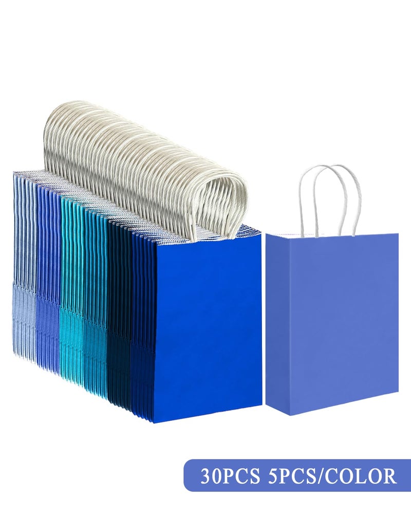 qiqee 30PCS Medium Gift Bag with Handles Bulk 11"x5"x8" Gift Bags 6 Different Blue Color Bags Multiple Uses (Medium Size) - Image 5