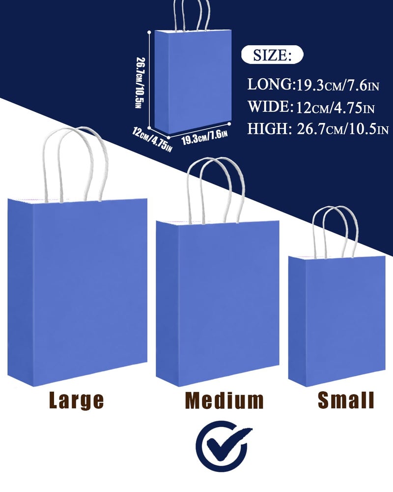 qiqee 30PCS Medium Gift Bag with Handles Bulk 11"x5"x8" Gift Bags 6 Different Blue Color Bags Multiple Uses (Medium Size) - Image 4