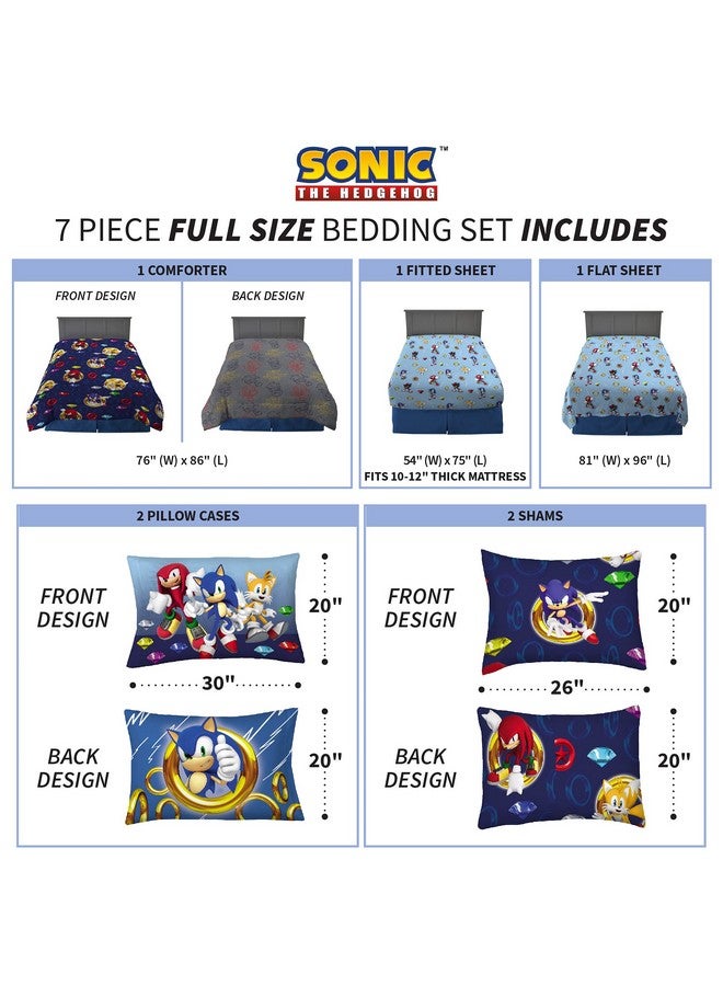 Franco Kids Bedding Super Soft Comforter and Sheet Set with Sham, 7 Piece Full Size, Sonic The Hedgehog - Image 2
