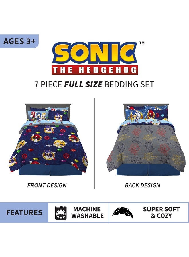 Franco Kids Bedding Super Soft Comforter and Sheet Set with Sham, 7 Piece Full Size, Sonic The Hedgehog - Image 1