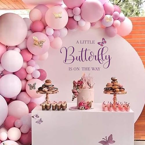 VANGNING A Little Butterfly is on The Way Baby Shower Party Decal Sign - Butterfly Baby Shower Decoration,Gender Reveal Girl or Boy Sticker - Image 4