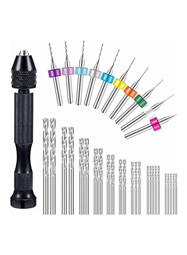 PROMASS 36 PCS Pin Vises Hand Drill Bit Set for Jewelry Making, Include Hand Drill, Mini Micro Drill and Twist Drills for Resin Casting Molds Diamond Tipped Bead Plastic Wood Keychain Pendant  - Image 1