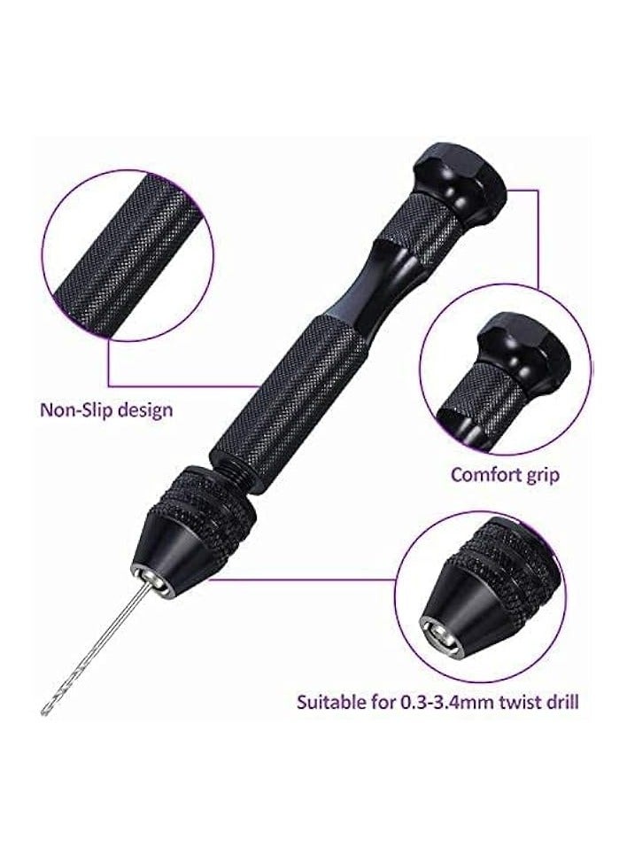 PROMASS 36 PCS Pin Vises Hand Drill Bit Set for Jewelry Making, Include Hand Drill, Mini Micro Drill and Twist Drills for Resin Casting Molds Diamond Tipped Bead Plastic Wood Keychain Pendant  - Image 4