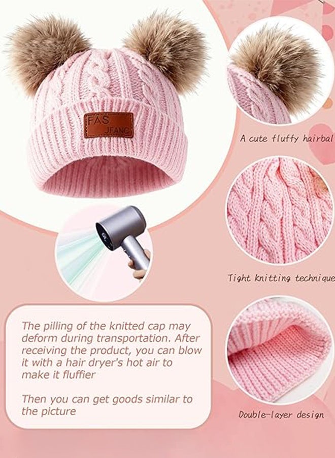 Kids Winter Beanie Hat Scarf Gloves Set Knit Warm Toddler Winter Cap Gloves Neck Warmer for Boys Girls 1-8 Year - Image 2