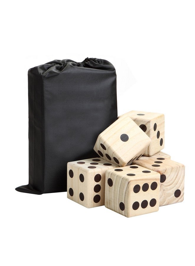 Hathaway High Roller yd Dice Set with 6 x 3.5-in Wooden Dice & Black Nylon Storage Bag, Reusable Scorecard Included yd Dice, Wood - Image 1