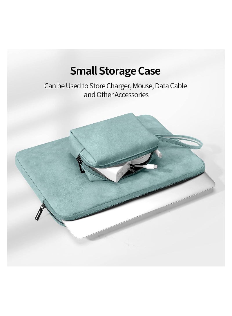 Laptop Sleeve Compatible with MacBook Air/Pro, 12-13.3 inch Notebook, Pro 14 2023 A2779 M2 A2442 M1 A2681 A2337 /Pro 13 A2338, PU Material Bag Small Case, Green - Image 3