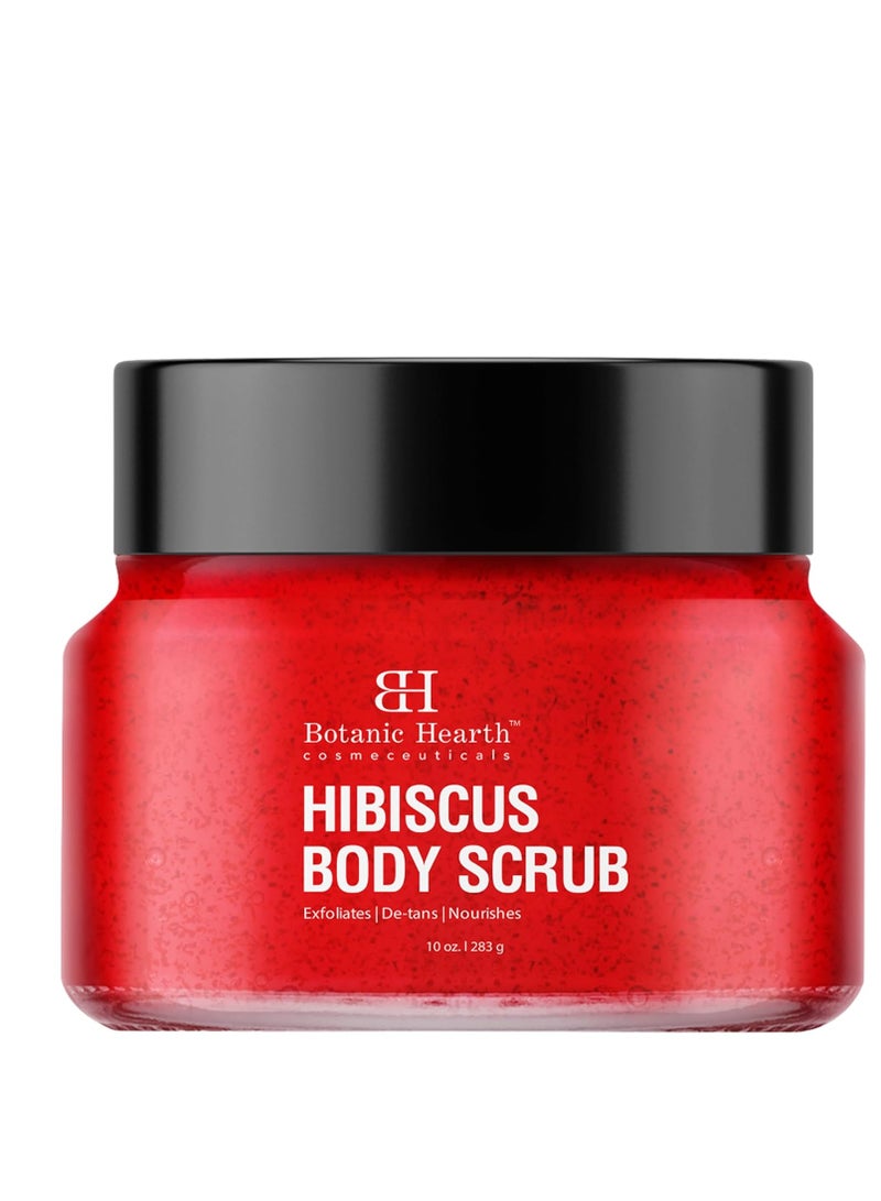 Botanic Hearth Botanic Hearth Hibiscus Body Scrub Exfoliator | Hydrating Raw Sugar Body Scrub | Natural Body Scrub for Skin Care, Stretch Marks, Acne & Cellulite, Eczema, Age Spots & Varicose Veins | 10 oz - Image 1