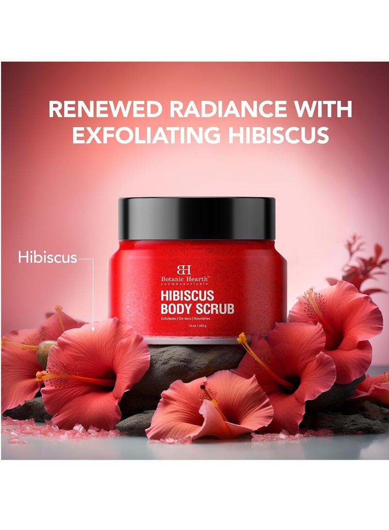 Botanic Hearth Botanic Hearth Hibiscus Body Scrub Exfoliator | Hydrating Raw Sugar Body Scrub | Natural Body Scrub for Skin Care, Stretch Marks, Acne & Cellulite, Eczema, Age Spots & Varicose Veins | 10 oz - Image 4