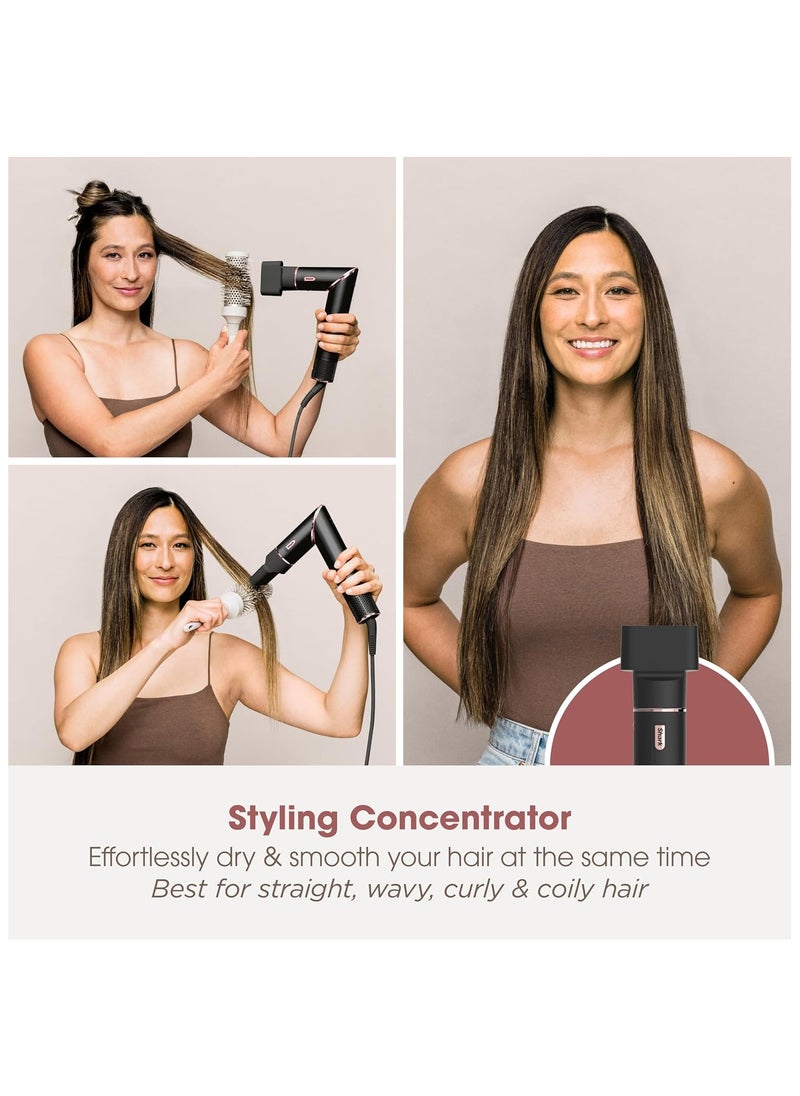 Shark FlexStyle 5-in-1 Air Styler & Hair Dryer with Storage Case, Powerful, Lightweight, Black/Rose Gold, HD440ME