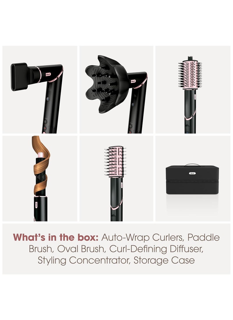 Shark FlexStyle 5-in-1 Air Styler & Hair Dryer with Storage Case, Powerful, Lightweight, Black/Rose Gold, HD440ME