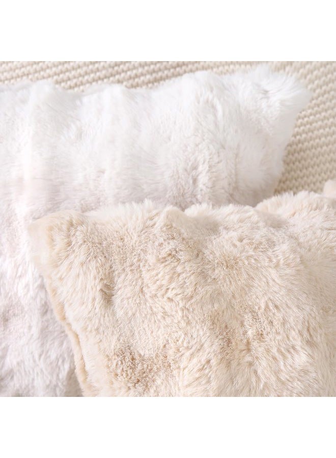 MADIZZ Pack of 2 Thick Plush Wool Throw Pillow Covers 12x20 Inch Beige Soft Decorative Cushion Cover for Sofa Bedroom Pillow Shell - Image 5